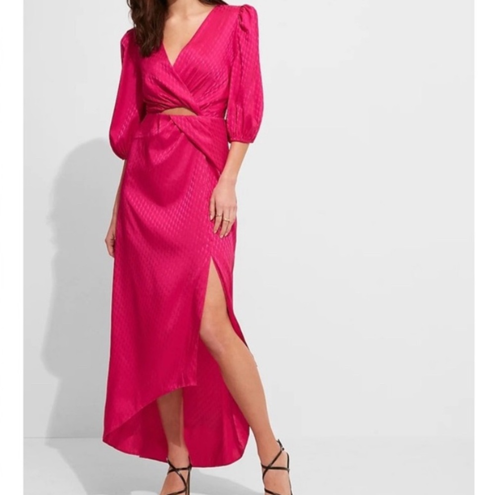 Express Elegant Pink Wrap Dress